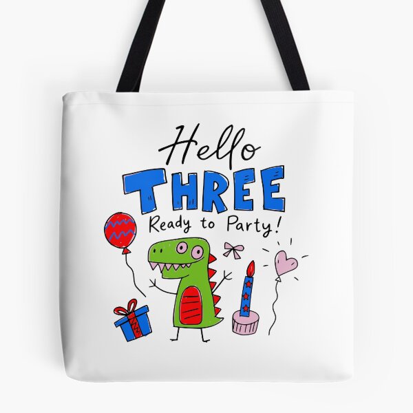 Item preview, Hello Three Ready to Party 3rd Birthday Cute Dinosaur Kids T-Shirt designed and sold by illeN-Art-World.