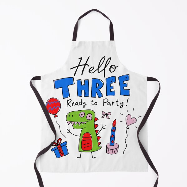 Item preview, Hello Three Ready to Party 3rd Birthday Cute Dinosaur Kids T-Shirt designed and sold by illeN-Art-World.