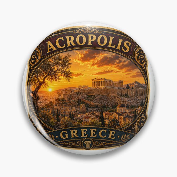 Item preview, Acropolis Greece Vintage Travel Badge Sticker | Parthenon Athens Retro Landmark Souvenir designed and sold by DreamPaw Studio.