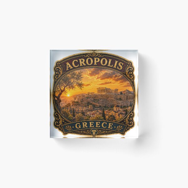 Item preview, Acropolis Greece Vintage Travel Badge Sticker | Parthenon Athens Retro Landmark Souvenir designed and sold by DreamPaw Studio.