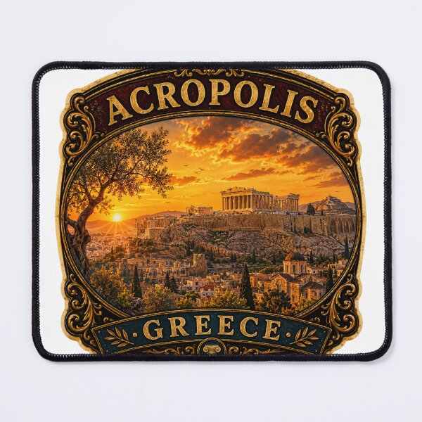 Item preview, Acropolis Greece Vintage Travel Badge Sticker | Parthenon Athens Retro Landmark Souvenir designed and sold by DreamPaw Studio.