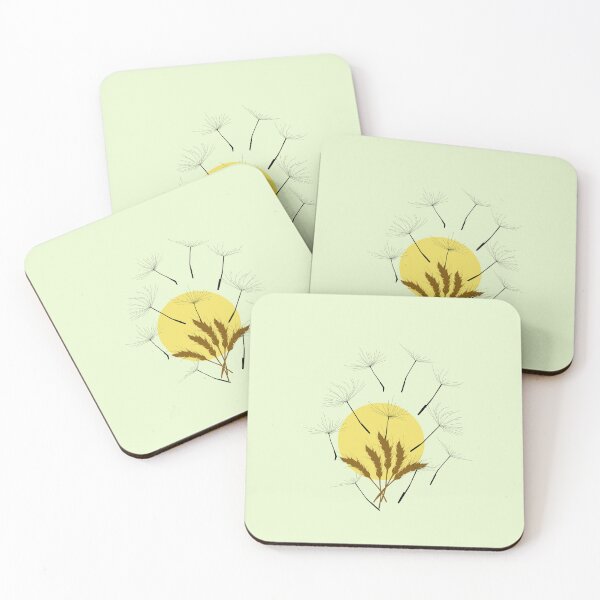 Item preview, Dandelion Seeds Flying over Wheat Field & Golden Sun — Botanical Nature Art designed and sold by CreativeArtistL.
