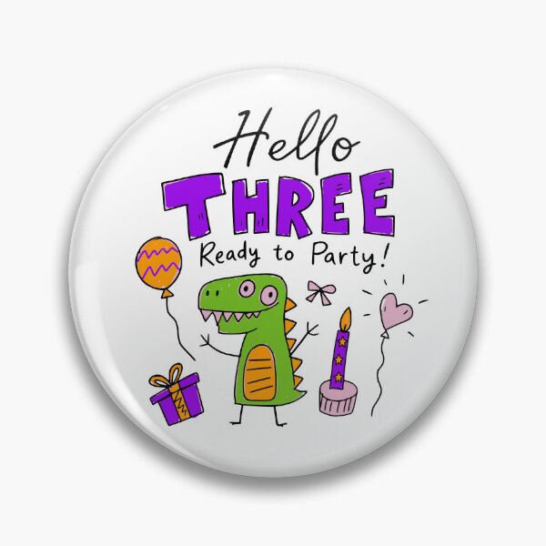 Item preview, Hello Three Ready to Party Cute Pastel Dinosaur 3rd Birthday designed and sold by illeN-Art-World.