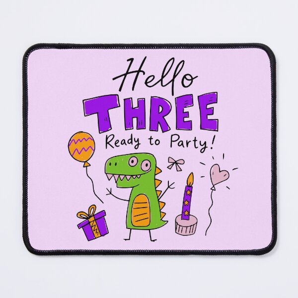 Item preview, Hello Three Ready to Party Cute Pastel Dinosaur 3rd Birthday designed and sold by illeN-Art-World.