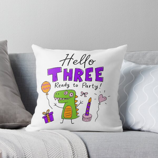 Item preview, Hello Three Ready to Party Cute Pastel Dinosaur 3rd Birthday designed and sold by illeN-Art-World.