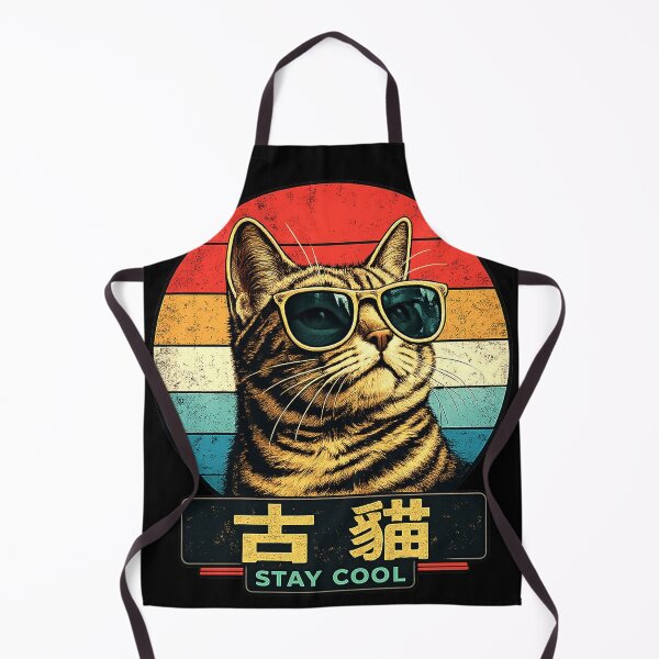 Item preview, Japanese Retro Cat With Sunglasses - Stay Cool Vintage Sunset 70s designed and sold by Kittcatking.
