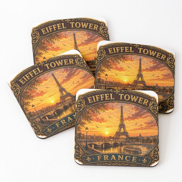Item preview, Eiffel Tower France Vintage Travel Badge Sticker | Paris Sunset Retro Landmark Souvenir designed and sold by DreamPaw Studio.