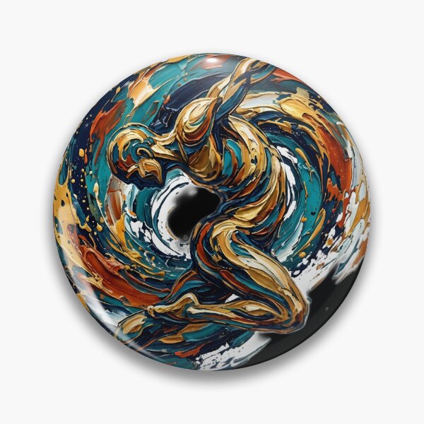 Item preview, Professional fine art oil painting of a single abstract human figure twisting and diving through the air, dramatic dynamic pose, thick palette knife impasto texture, swirling vortex of paint strokes designed and sold by Kinetics-Art.