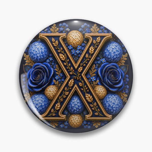 Item preview, Elegant Letter X Monogram with Blue Hydrangeas & Gold Botanical Design | Luxury Floral Initial Art designed and sold by MoodLay.