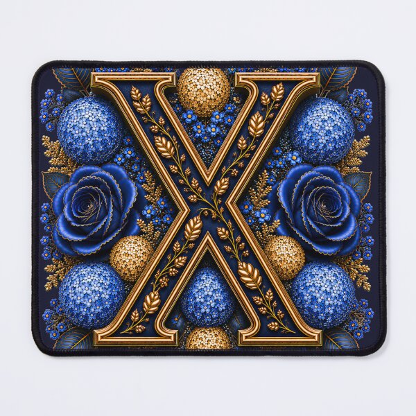 Item preview, Elegant Letter X Monogram with Blue Hydrangeas & Gold Botanical Design | Luxury Floral Initial Art designed and sold by MoodLay.