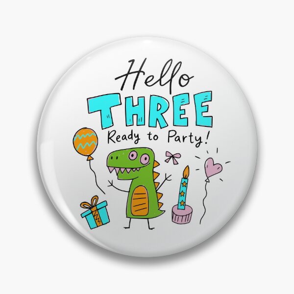 Item preview, Hello Three Ready to Party Cute Pastel Dinosaur 3rd Birthday | Whimsical Dino Toddler 3 Year Old Birthday Kids T-Shirt & Party Gifts designed and sold by illeN-Art-World.