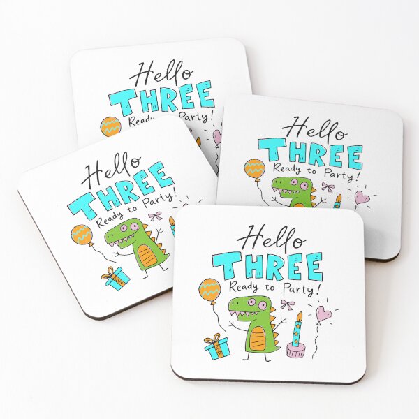 Item preview, Hello Three Ready to Party Cute Pastel Dinosaur 3rd Birthday | Whimsical Dino Toddler 3 Year Old Birthday Kids T-Shirt & Party Gifts designed and sold by illeN-Art-World.