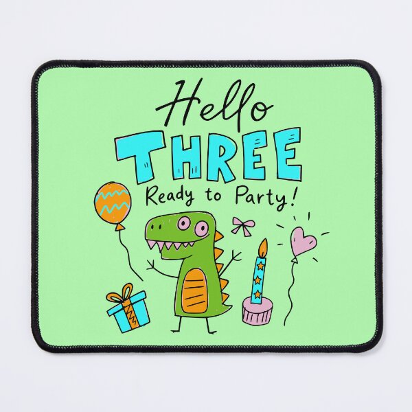 Item preview, Hello Three Ready to Party Cute Pastel Dinosaur 3rd Birthday | Whimsical Dino Toddler 3 Year Old Birthday Kids T-Shirt & Party Gifts designed and sold by illeN-Art-World.