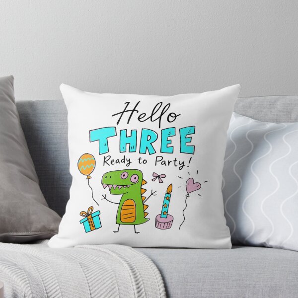 Item preview, Hello Three Ready to Party Cute Pastel Dinosaur 3rd Birthday | Whimsical Dino Toddler 3 Year Old Birthday Kids T-Shirt & Party Gifts designed and sold by illeN-Art-World.