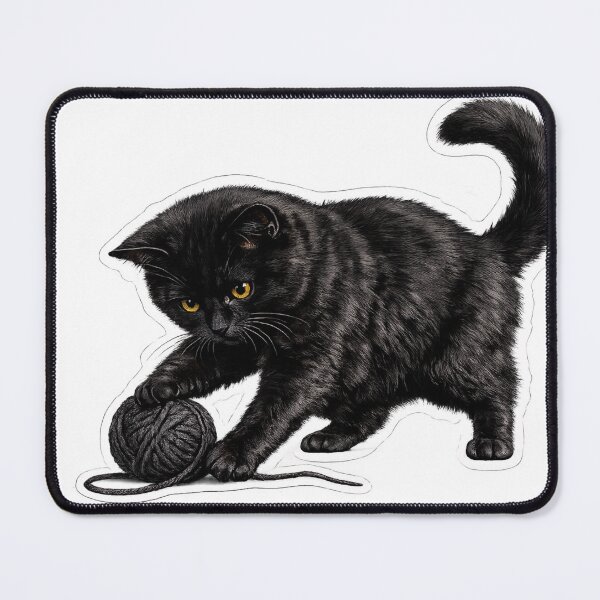 Item preview, Realistic Black Cat Playing with Yarn Sticker | Cute Fluffy Cat Die Cut Sticker | Cat Lover Gift designed and sold by Skedart.