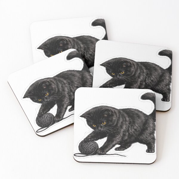 Item preview, Realistic Black Cat Playing with Yarn Sticker | Cute Fluffy Cat Die Cut Sticker | Cat Lover Gift designed and sold by Skedart.
