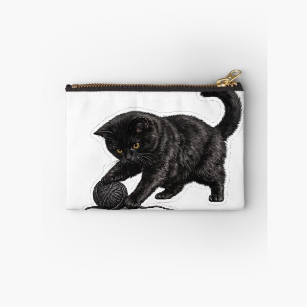 Item preview, Realistic Black Cat Playing with Yarn Sticker | Cute Fluffy Cat Die Cut Sticker | Cat Lover Gift designed and sold by Skedart.