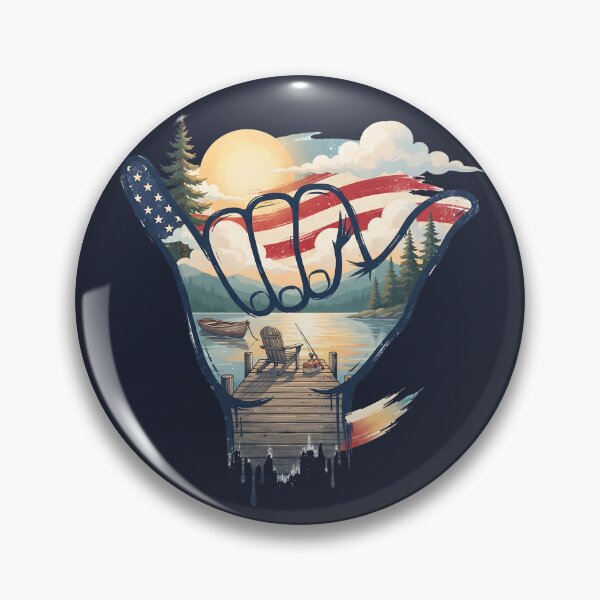 Item preview, USA Shaka Lake Fishing American Flag designed and sold by MythicCotton.