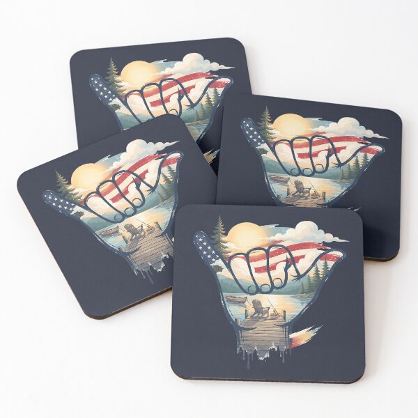 Item preview, USA Shaka Lake Fishing American Flag designed and sold by MythicCotton.