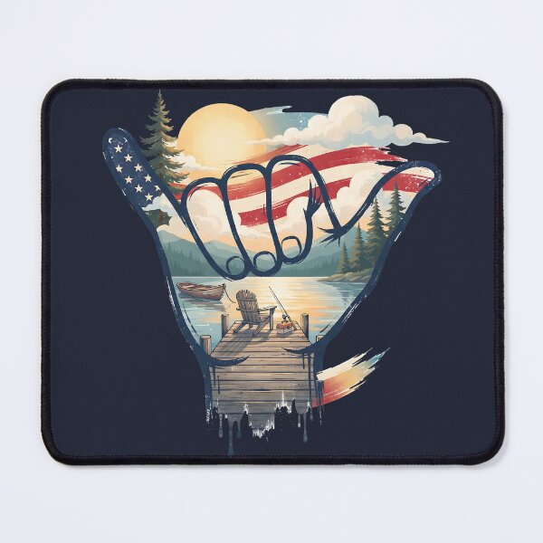 Item preview, USA Shaka Lake Fishing American Flag designed and sold by MythicCotton.