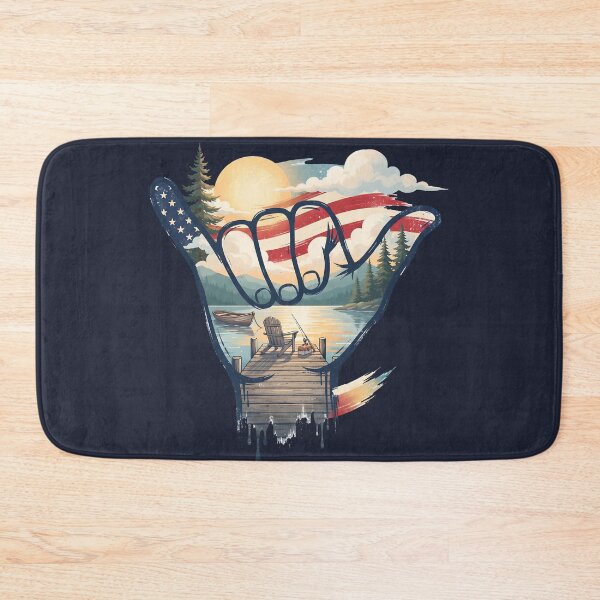 Item preview, USA Shaka Lake Fishing American Flag designed and sold by MythicCotton.