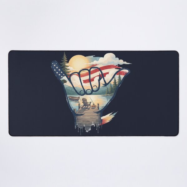 Item preview, USA Shaka Lake Fishing American Flag designed and sold by MythicCotton.