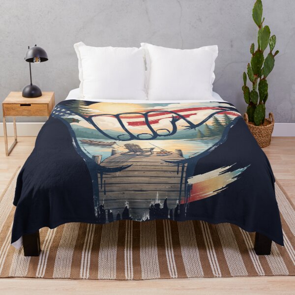 Item preview, USA Shaka Lake Fishing American Flag designed and sold by MythicCotton.