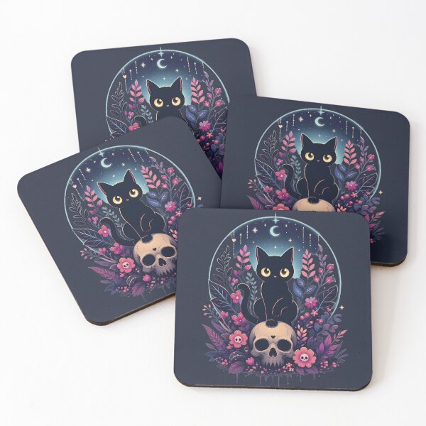 Item preview, Black Cat Mystic Skull Aesthetic Art designed and sold by PurrfectHome.