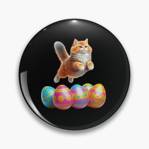 Item preview, Cat Leaping Over Colorful Eggs designed and sold by Munsonlookfor.