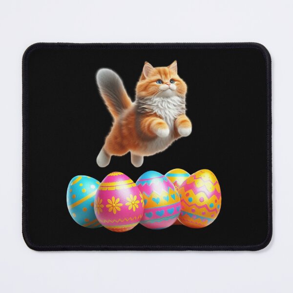 Item preview, Cat Leaping Over Colorful Eggs designed and sold by Munsonlookfor.