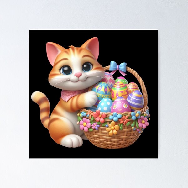 Item preview, Cute Kitten with Easter Basket designed and sold by Munsonlookfor.