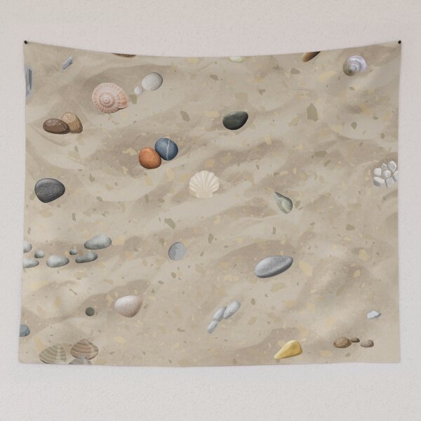 Item preview, Pebbles and shells sandy beach designed and sold by Zestypickles.