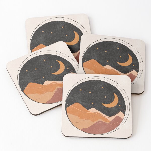 Item preview, Boho Mid Century Modern Celestial Desert Night Landscape Art designed and sold by FaizArtShop.