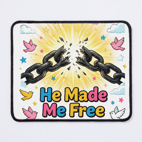 Item preview, "He Made Me Free" with broken chains and light rays designed and sold by DVerse Studio.