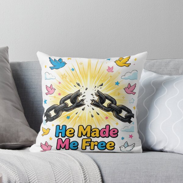 Item preview, "He Made Me Free" with broken chains and light rays designed and sold by DVerse Studio.
