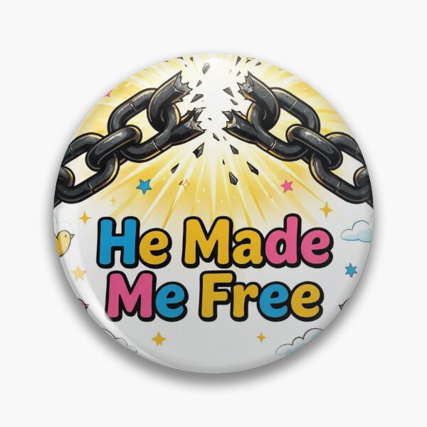 Item preview, "He Made Me Free" with broken chains and light rays designed and sold by DVerse Studio.