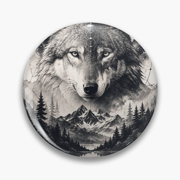 Item preview, Majestic Wolf Mountain Nature Wilderness Black & White Graphic T-shirt  designed and sold by Popsystore2.