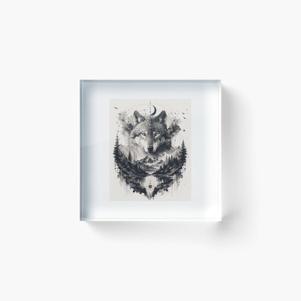 Item preview, Majestic Wolf Mountain Nature Wilderness Black & White Graphic T-shirt  designed and sold by Popsystore2.