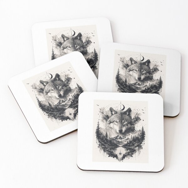 Item preview, Majestic Wolf Mountain Nature Wilderness Black & White Graphic T-shirt  designed and sold by Popsystore2.