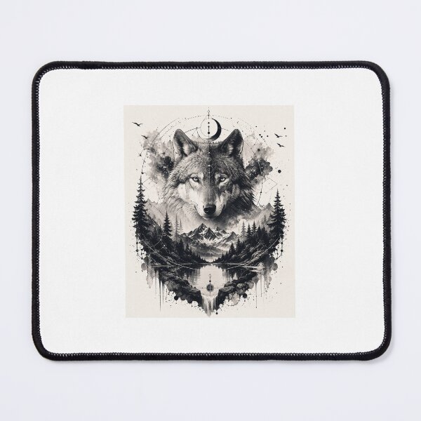 Item preview, Majestic Wolf Mountain Nature Wilderness Black & White Graphic T-shirt designed and sold by Popsystore2.