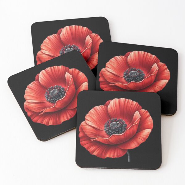 Item preview, Vibrant Red Poppy on Black Background designed and sold by Munsonlookfor.