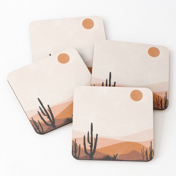 Item preview, Boho Desert Minimalist Terracotta Cactus Sun Landscape Art  designed and sold by FaizArtShop.