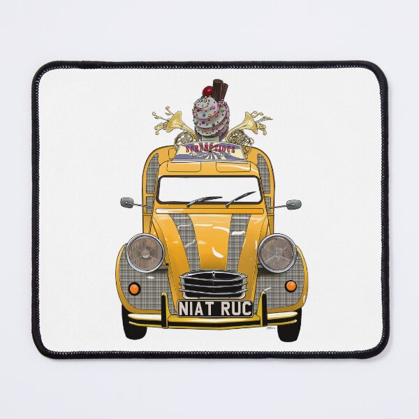 Item preview, Angelic French ice cream van in yellow with heaven's dress tartan, hand drawn designed and sold by Theoldgirl900.
