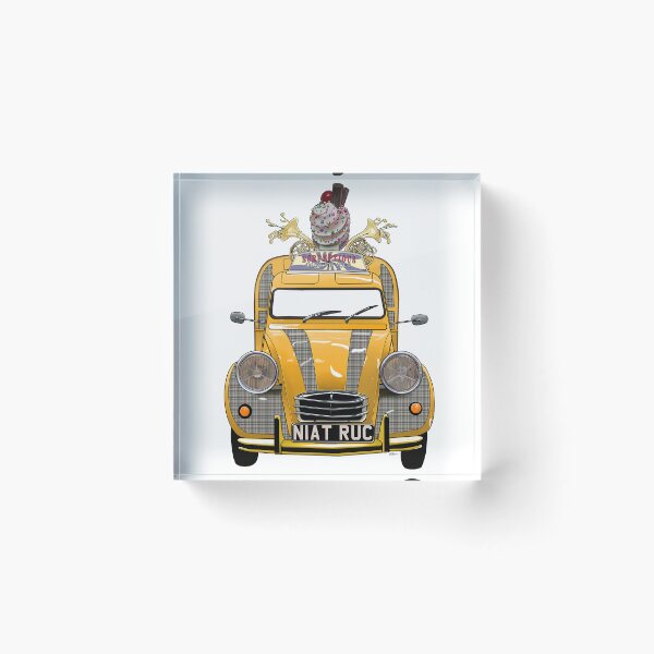 Item preview, Angelic French ice cream van in yellow with heaven's dress tartan, hand drawn designed and sold by Theoldgirl900.