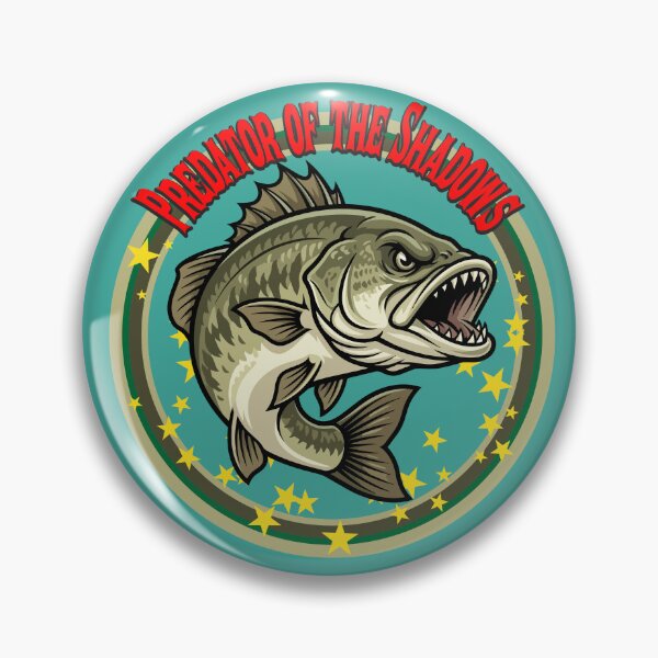 Item preview, Bass fishing Illustration in logo style with custom text "Predator of the Shadows". designed and sold by Art-Horizon.
