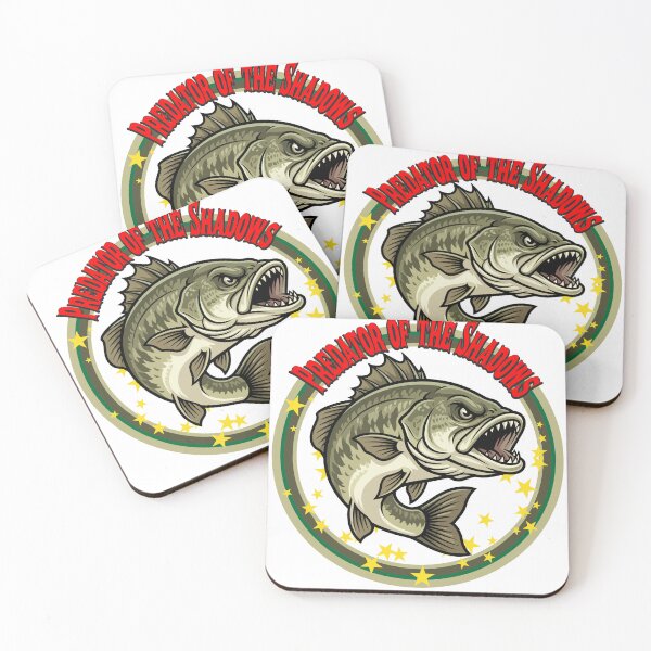Item preview, Bass fishing Illustration in logo style with custom text "Predator of the Shadows". designed and sold by Art-Horizon.