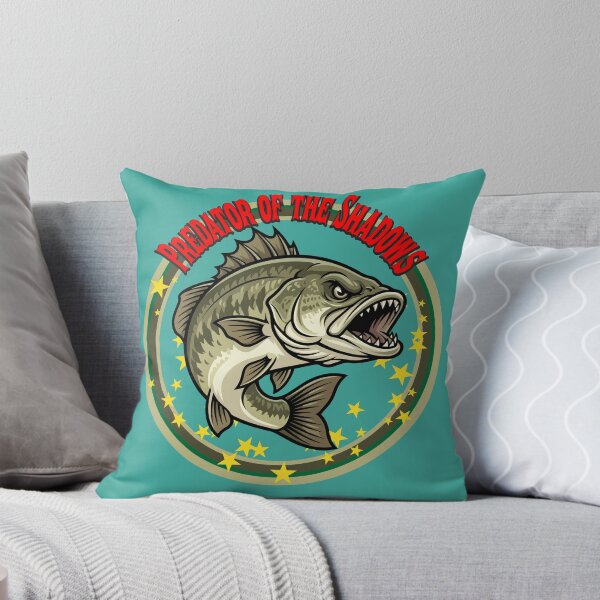 Item preview, Bass fishing Illustration in logo style with custom text "Predator of the Shadows". designed and sold by Art-Horizon.