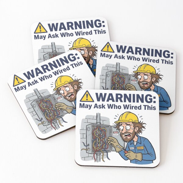 Item preview, Warning May Ask Who Wired This - Funny Electrician Junction Box Illustration designed and sold by Sekla-Studio.