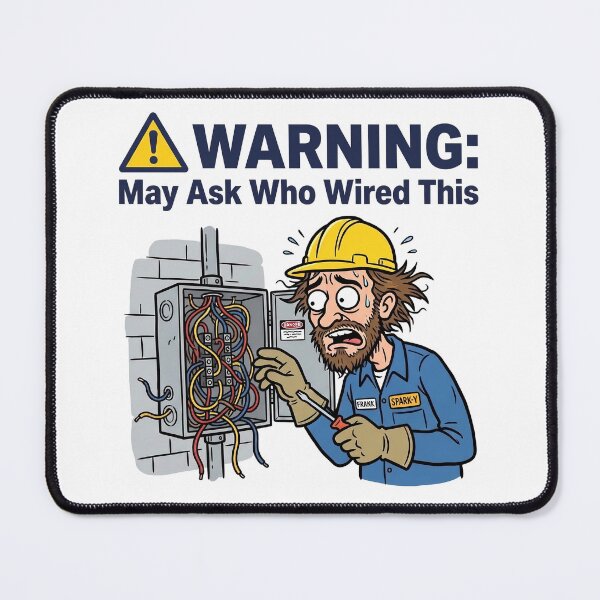 Item preview, Warning May Ask Who Wired This - Funny Electrician Junction Box Illustration designed and sold by Sekla-Studio.