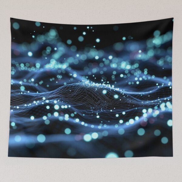 Item preview, Neon Cyan Cyber Wave Grid Background designed and sold by IntelliMindDesigns.